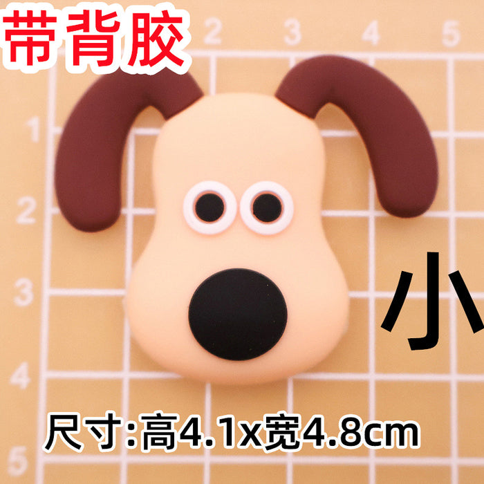 Wholesale 5pcs Cartoon Soft Rubber  Accessories Mobile Phone Shell Patch Hole Shoes Mouthwash Cup Three-dimensional Sticker  Puppy
