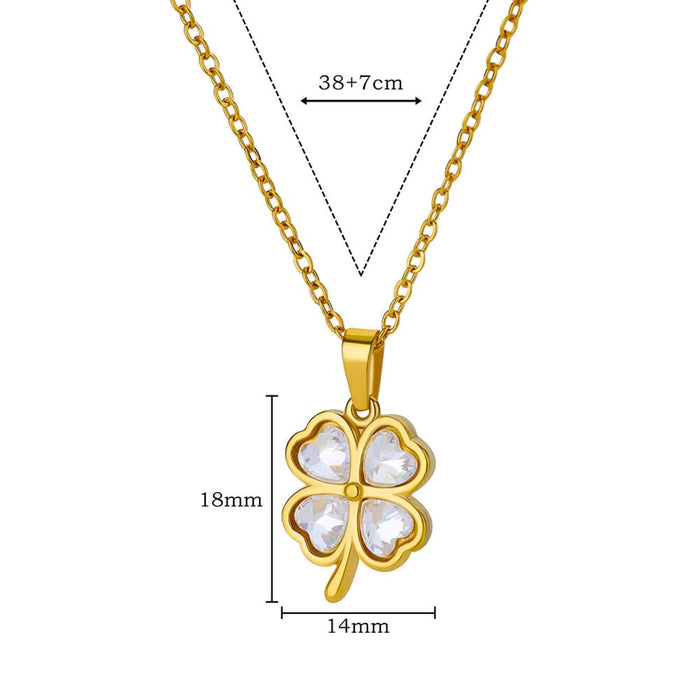 Wholesale Four-leaf clover flower  retro chain necklace