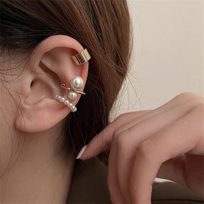 Wholesale Three-Piece Set  Pearl Ear Clip Women's  Earrings Ear Clip