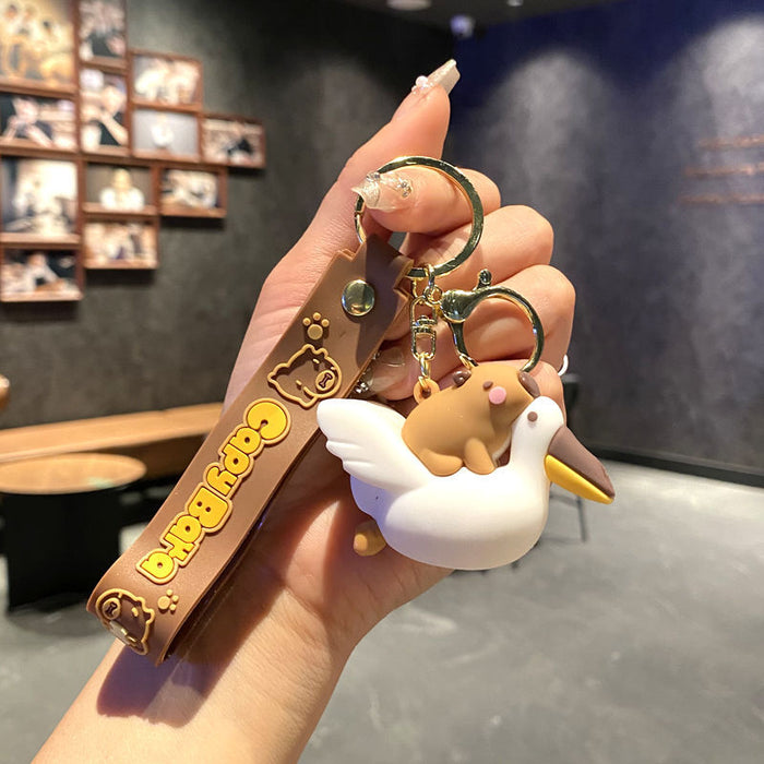 Wholesale Stylish Cartoon Capybara Keychain Car Key Accessory PVC Resale Gift MOQ≥2