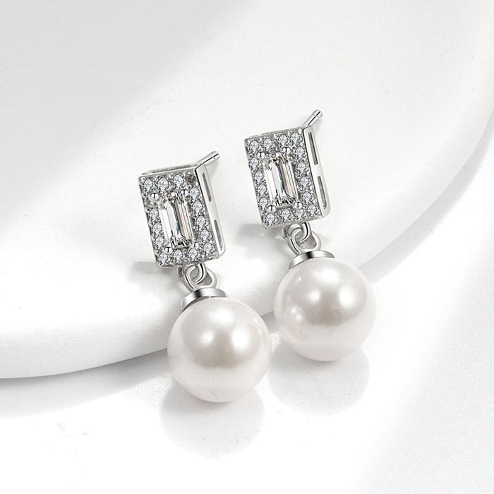 Wholesale Zircon Pearl Copper Earrings JDC-ES-MeiY004