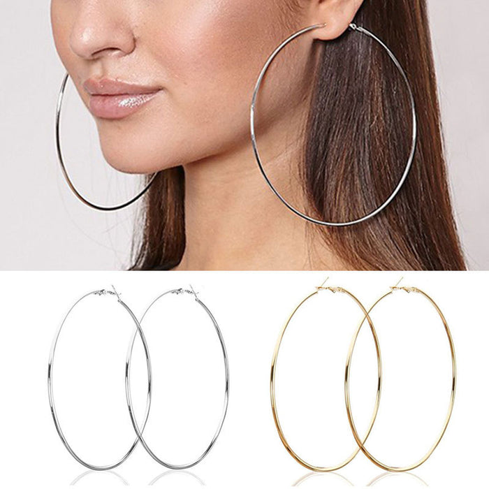 Wholesale Exaggerated large circle earrings and earrings for women, simple and personalized metal smooth earrings