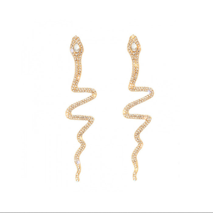 Wholesale Wholesale of snake shaped full diamond earrings, niche design earrings, fashionable jewelry