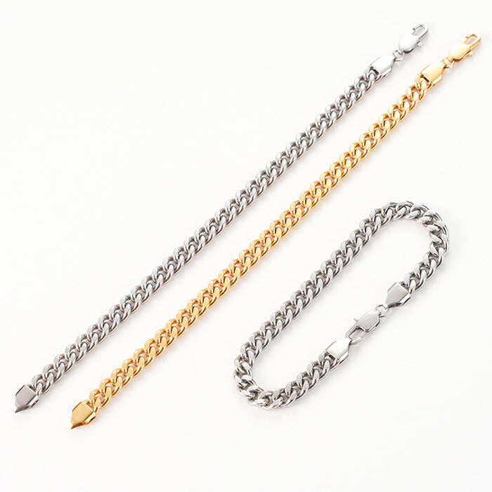 Wholesale Simple stainless steel double-sided grinding chain, double-sided Cuban chain bracelet, personalized, trendy and versatile