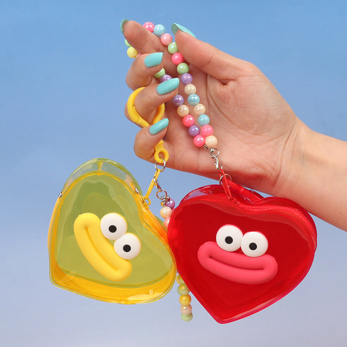 Wholesale Trendy Transparent PVC Coin Purse With Funny Lip Design Blue Pendant For Keys And Lipstick Car Key Accessory