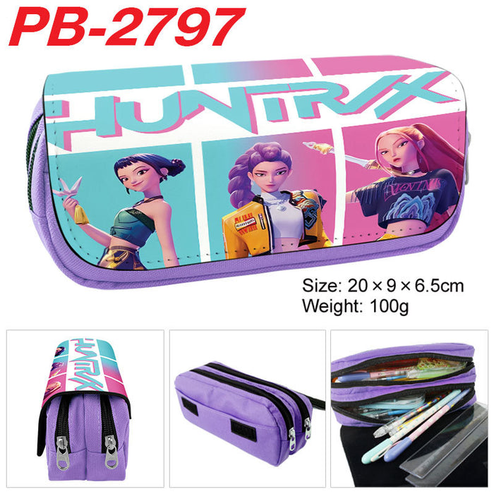 Wholesale Kpop pu full color cartoon student pencil case stationery box