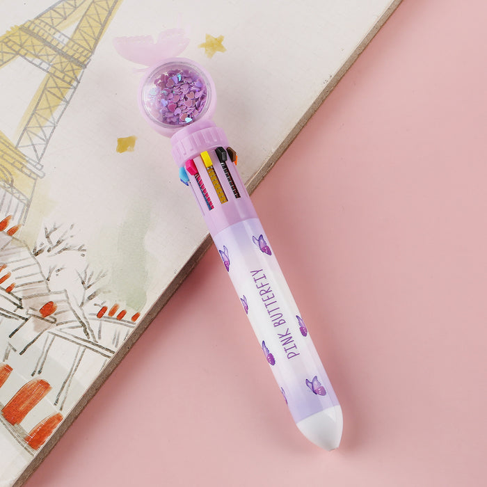 Wholesale Butterfly Sequin Ten-Color Ballpoint Pen