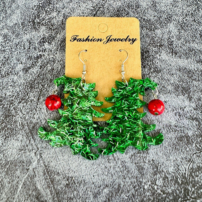 Wholesale Christmas tree acrylic ing earrings Christmas exaggerated holiday jewelry