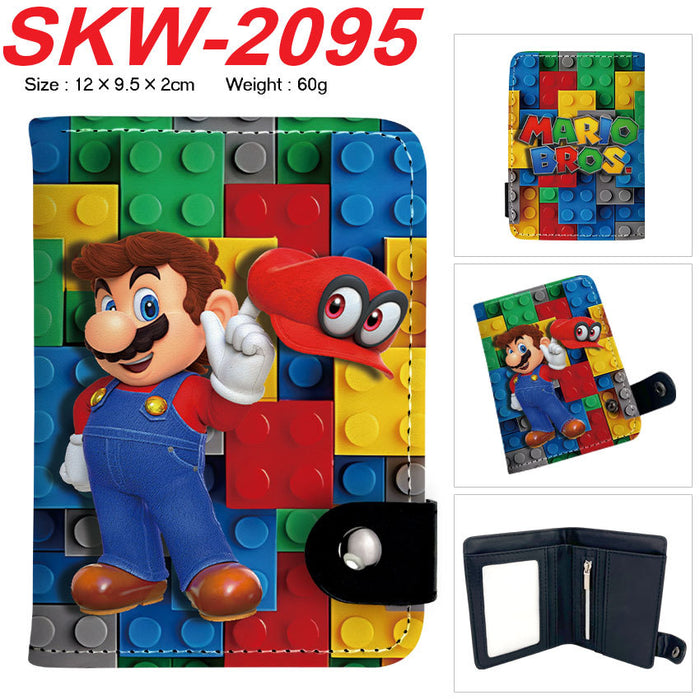 Wholesale Plumber Vertical Snap Wallet Anime Cartoon Two Layer Coin Purse PU Street Trend Accessory Casual Gift For Game Fans