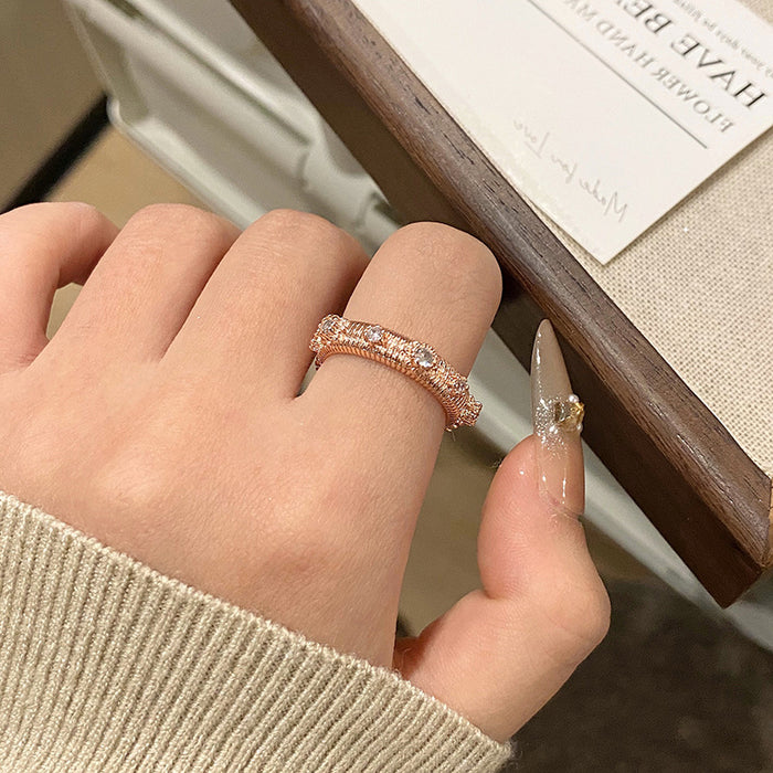 Wholesale Full Diamond Ring, Light Luxury, Exquisite, Versatile, High End, Open Mouth Finger Ring