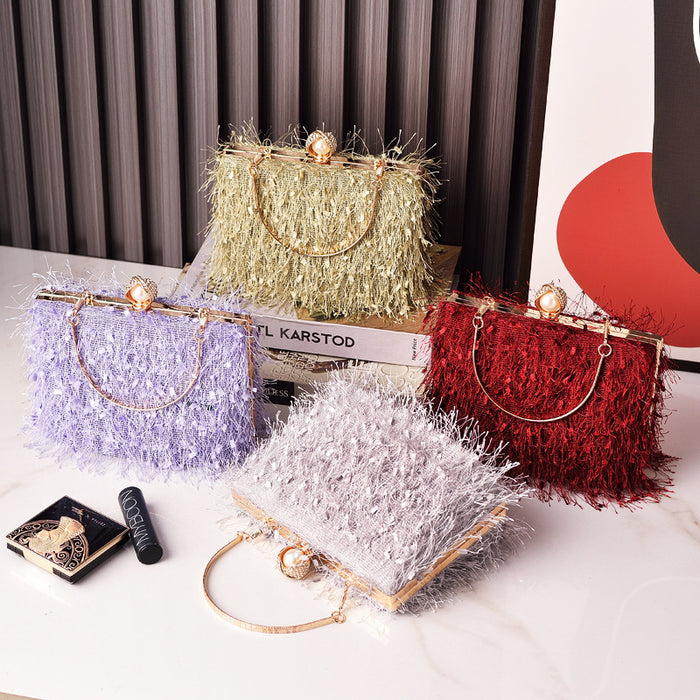 Wholesale New Fashionable Tassel Banquet Bag Handheld Banquet Bag Featured Dress Handmade Bag JDC-HB-YX003