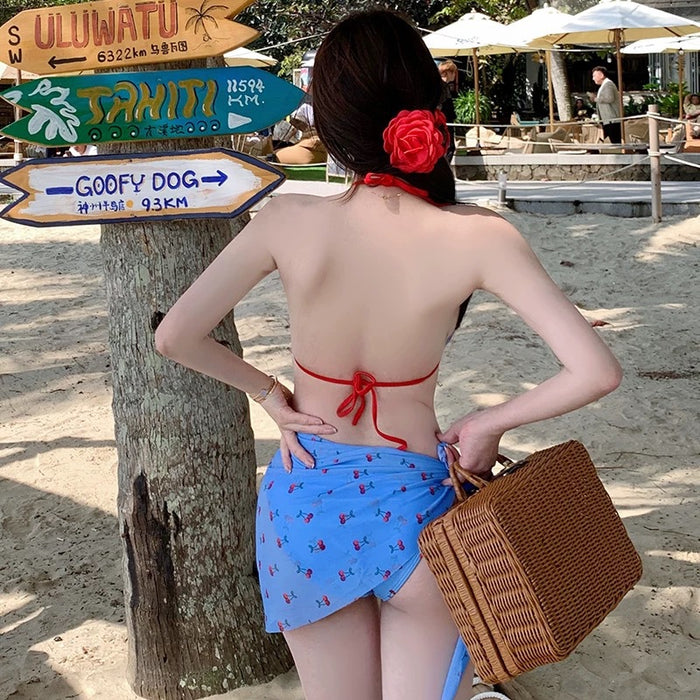 Wholesale New bikini three-piece swimsuit female sexy hot girl pure desire style big chest holiday hot spring swimming suit