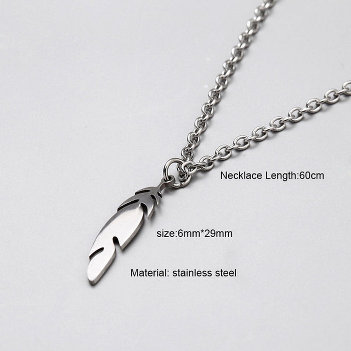 Wholesale Hip-hop stainless steel necklace Compass Leaf long pendant geometric