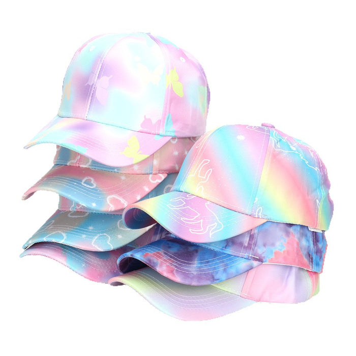 Wholesale Children' s colorful tie-dye baseball cap outdoor sun hat