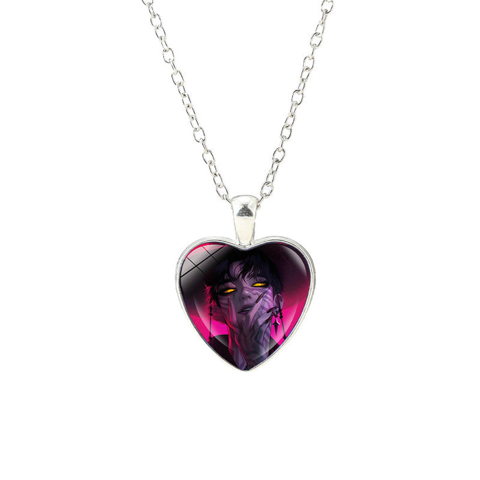 Wholesale Anime Kpop glass heart pendant Necklaces