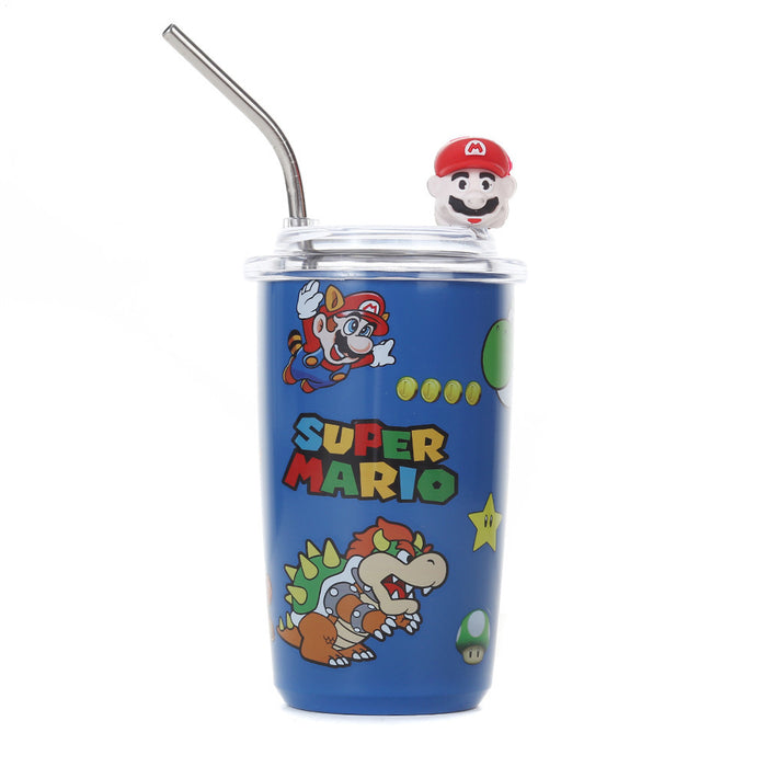 Wholesale Cute Cartoon Stainless Steel Portable Thermos Cup for Students with Straw