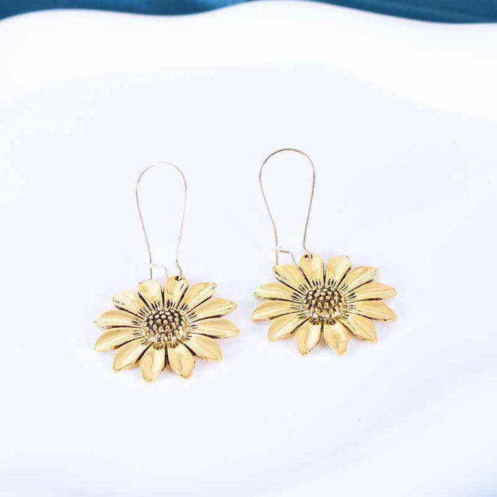 Wholesale Earrings Alloy Vintage Sunflower MOQ≥2pairs JDC-ES-NiM003