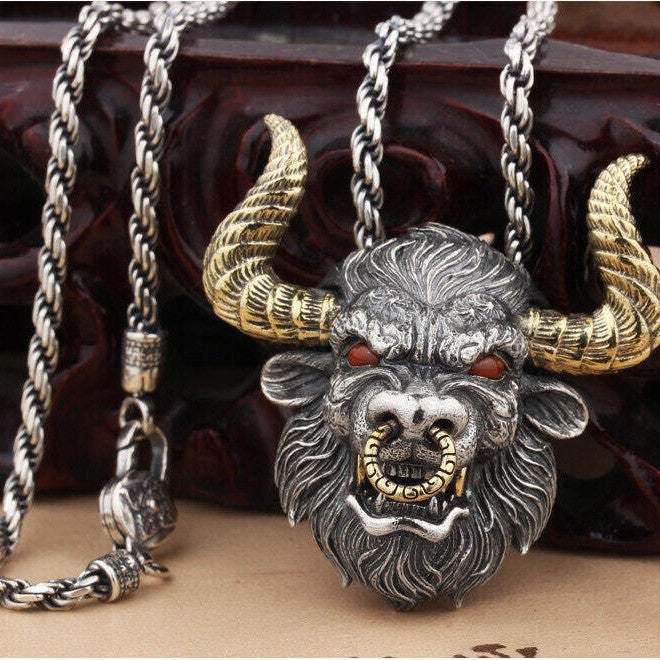 Wholesale cow head pendant Men Necklaces