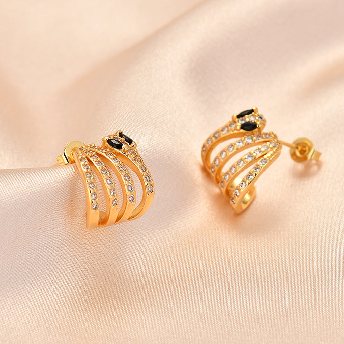 Wholesale New niche design with micro inlaid zircon earrings, exquisite and fashionable earrings and studs