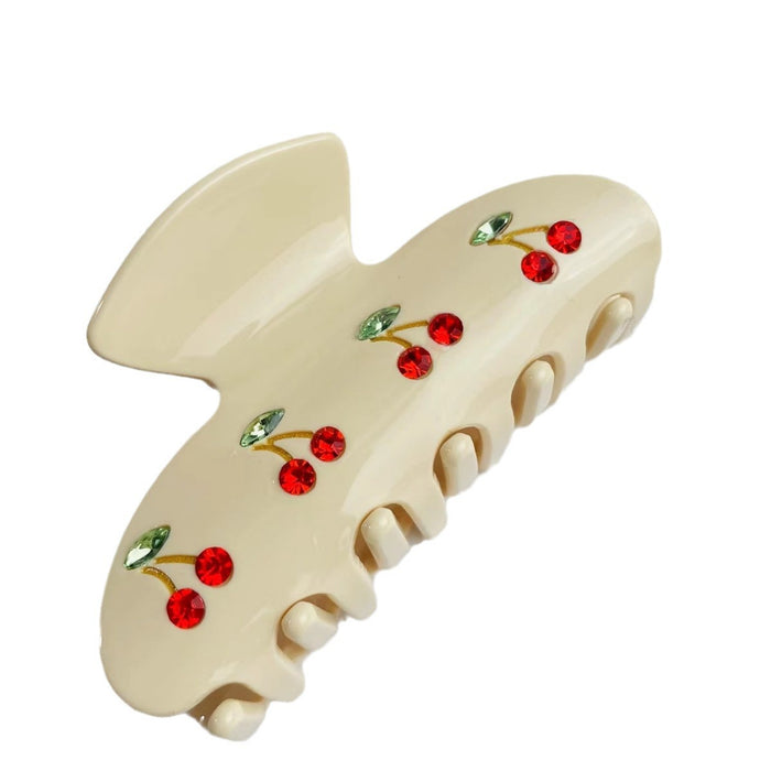 Wholesale Cute Cherry Rhinestone Acetate Hair Clip Grip for Women Daily Hair Accessory