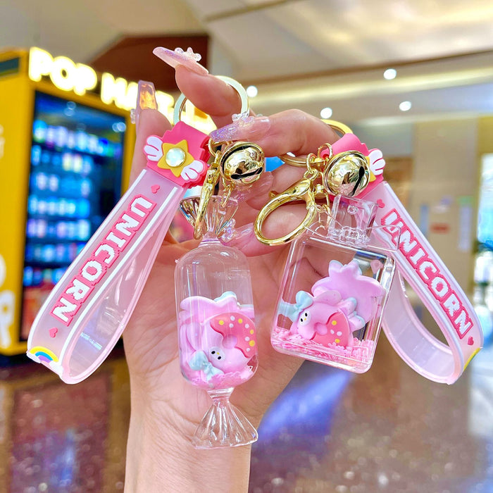 Wholesale Acrylic Pink Donut Quicksand Bottle Cartoon Keychain JDC-KC-JinM002