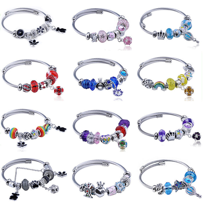 Wholesale New stainless steel bracelet, fashionable DIY bead bracelet, minimalist design