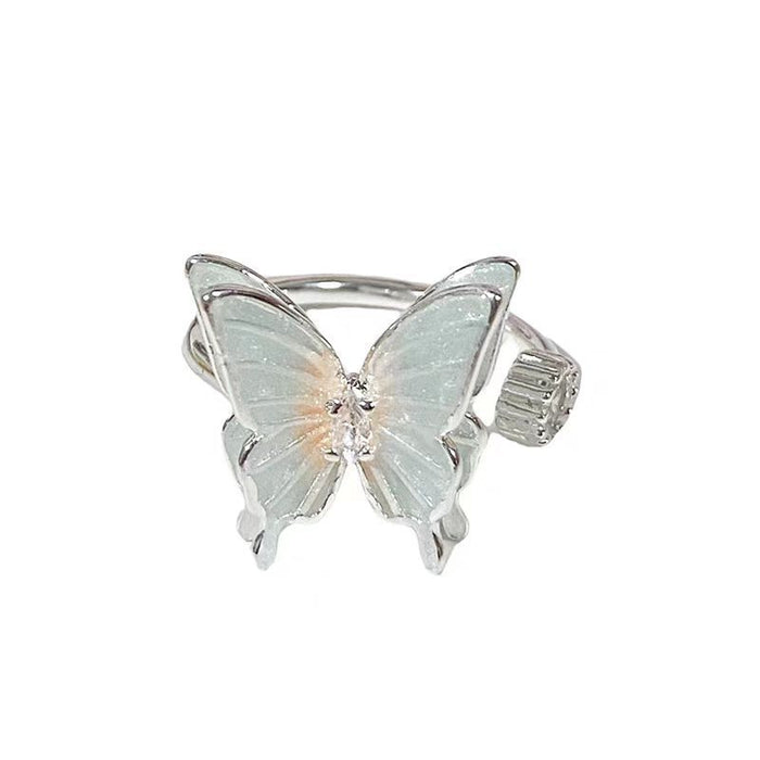Wholesale Zircon butterfly ring with high-end feel, adjustable opening, light luxury, niche design, accessory