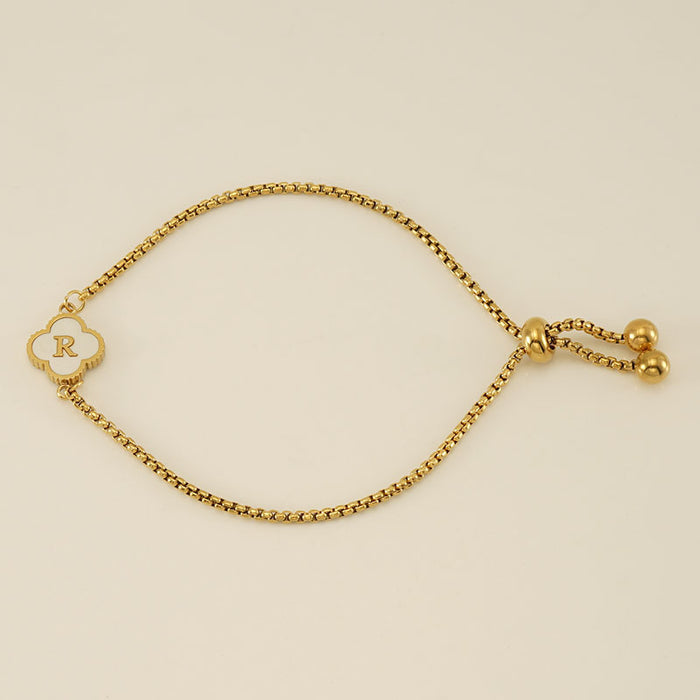 Wholesale Stainless Steel Seashell Four-Leaf Clover Letter Bracelet