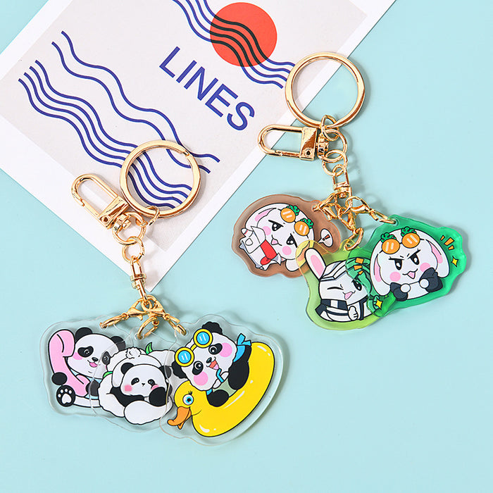 Wholesale Multiple Acrylic Keychain Animation Peripheral Gift DIY Key Pendant Creative Little Panda Hanging Ornaments