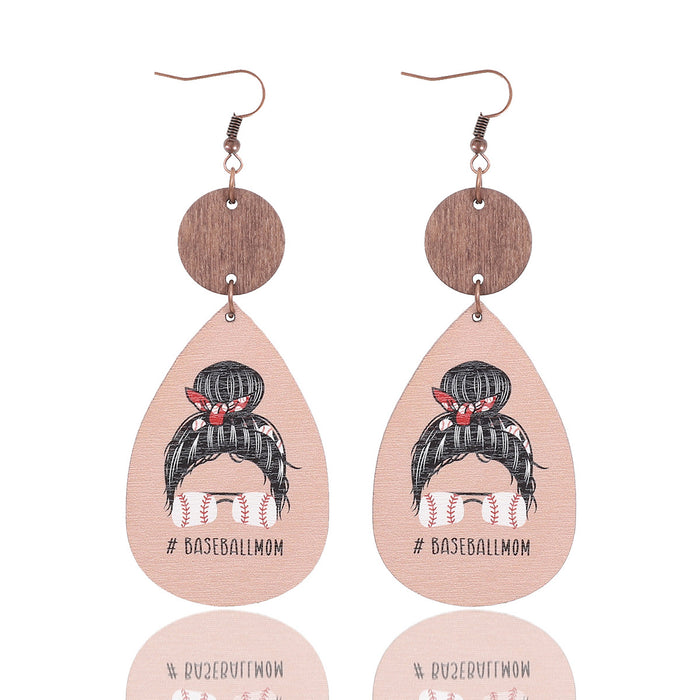 Wholesale Thin Wood Chip Earrings Creative Drop-Shaped Women' s Sports Style Earrings