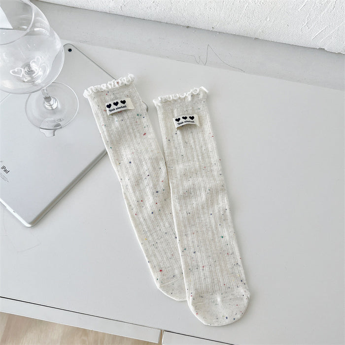Wholesale New Socks, Children's Middle Socks, Love Cloth Label Accessories, Stacked Socks