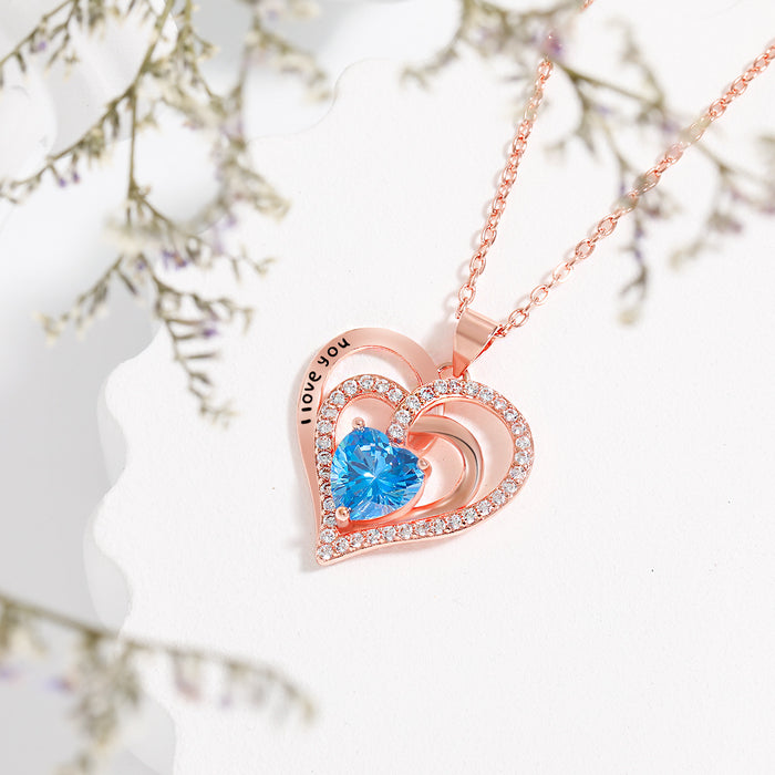 Wholesale Heart necklace Women's  Valentine's Day gift love rose necklace Double Layer Love