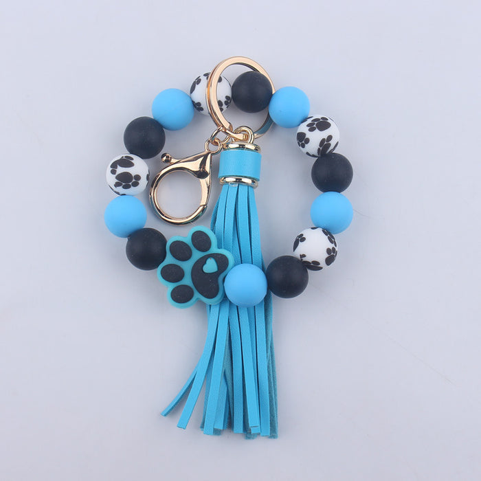 Wholesale silicone bead bracelet wrist keychain