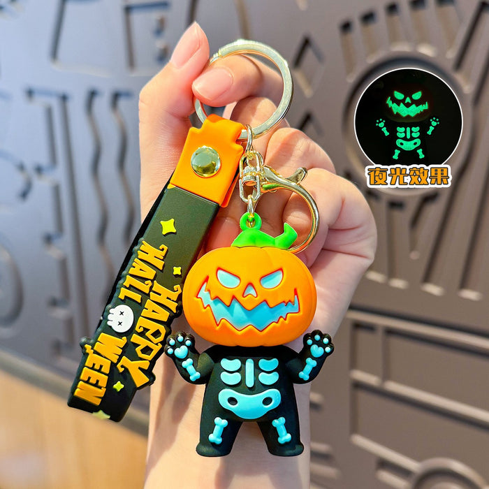 Wholesale Fun Glowing Pumpkin  Keychain PVC Car Key Accessory Gift MOQ≥2