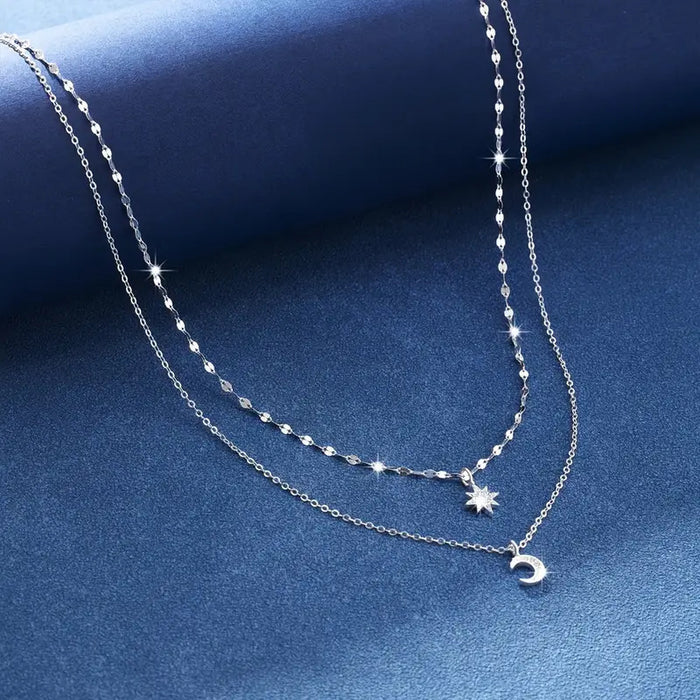 Wholesale Sparkling diamond double layered necklace collarbone chain