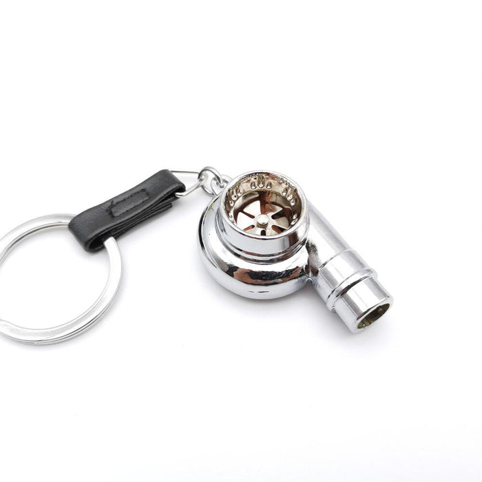 Wholesale Zinc alloy blades rotate on this car turbocharger shaped metal alloy keychain