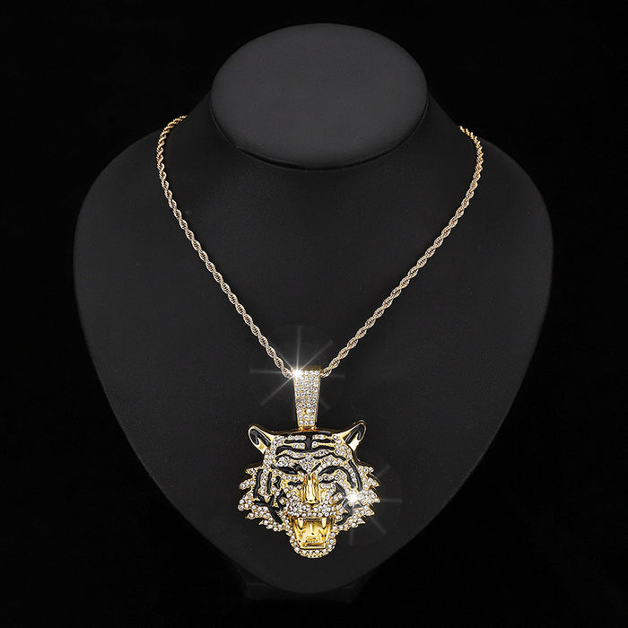 Wholesale 3D Diamond Tiger Pendant Alloy Men's Necklace JDC-NE-QingR008