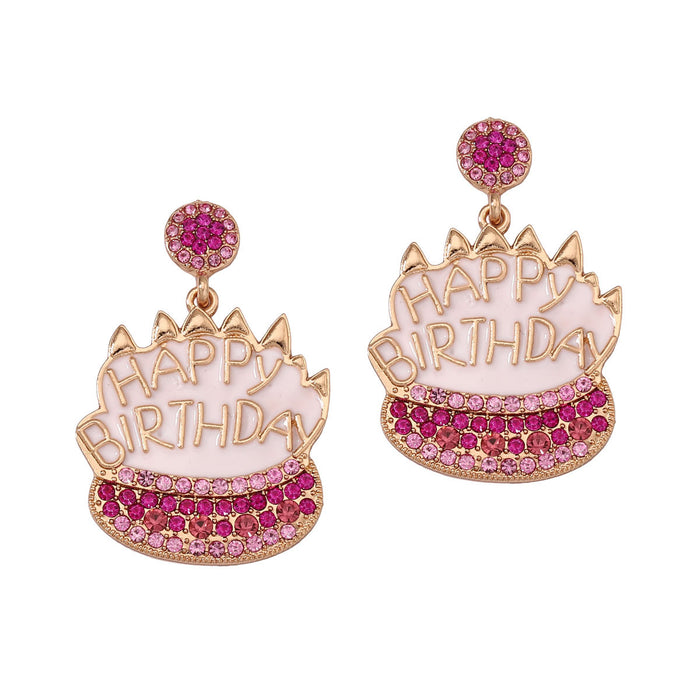 Wholesale diamond-embedded light luxury birthday cake cute ear studs earrings