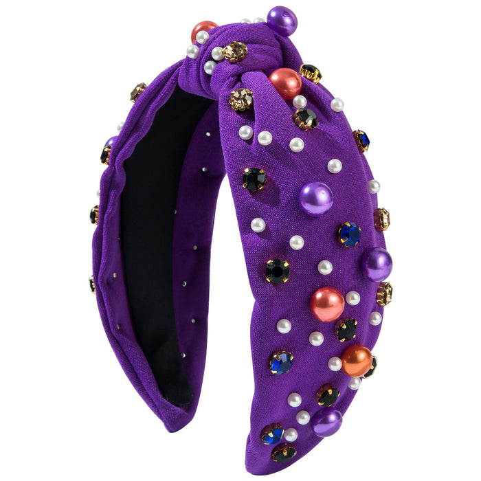 Wholesale Halloween Rhinestone Fabric Knotted Wide Brim Headband JDC-HD-HM025