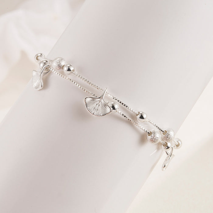Wholesale Silver plated double-layer pendant bracelet, niche design, versatile