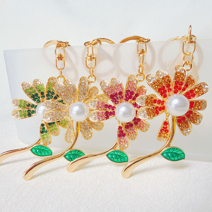 Wholesale Alloy Gradient Rhinestone Keychain Birthday Gift Decorative Accessory MOQ≥12