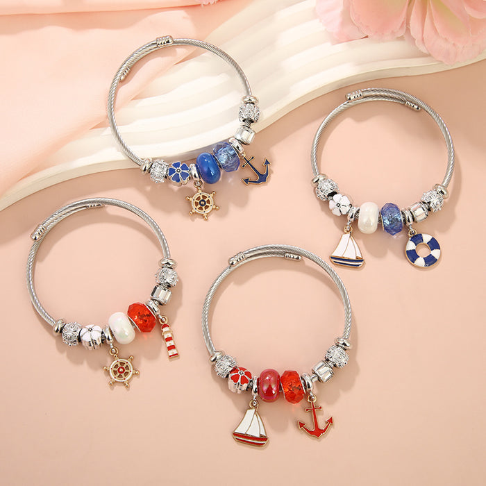 Wholesale Nautical Anchor Beaded Bracelet Women' s Summer Vacation MOQ≥2