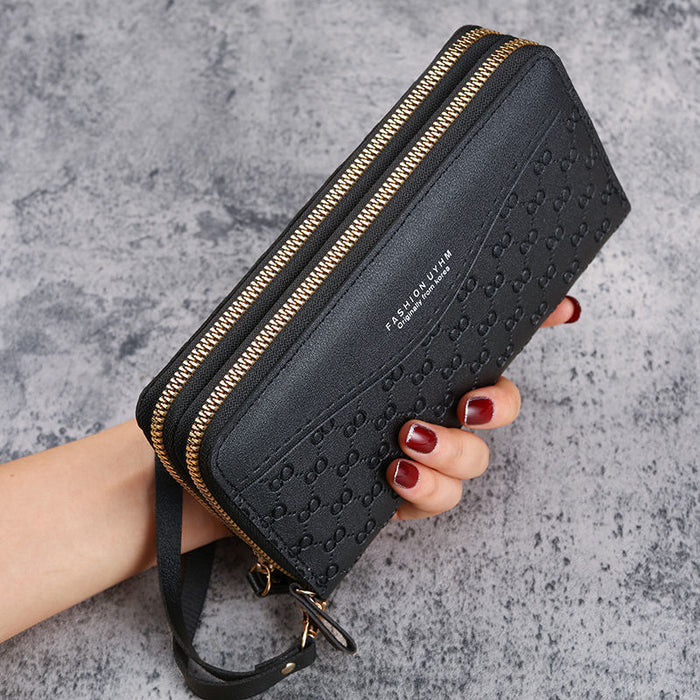 Wholesale PU Leather Women Long Zipper WalletLarge Capacity Multi-Card Organizer Solid Light Pink Daily Matching Fashion Accessory