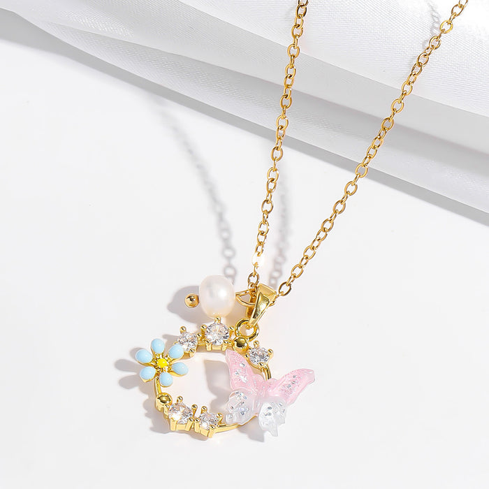 Wholesale Dreamy Haoshi Butterfly Necklace, niche temperament, light luxury collarbone chain, pearl zircon pendant