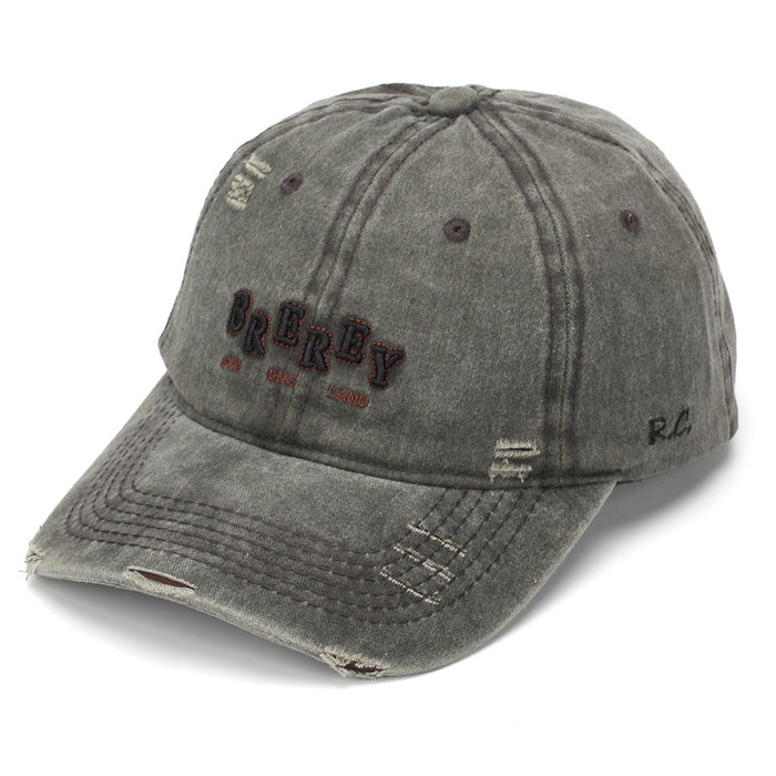 Wholesale Washed Cotton Frayed Edge Baseball Cap with Retro Letter Embroidery for Women Summer Sun Protection