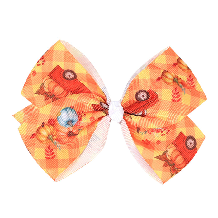 Wholesale Halloween Pumpkin Series Printed Bow Hairpin JDC-HC-QiuN016