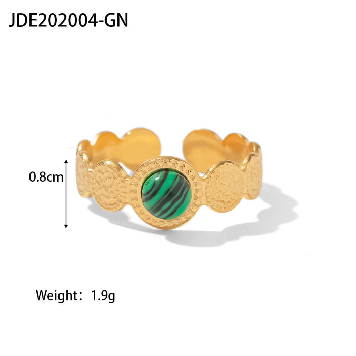 Wholesale Natural stone ring, versatile gemstone bracelet, titanium steel open ring