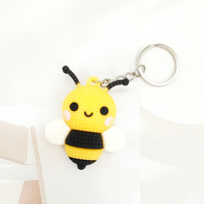 Wholesale PVC Three-dimensional Knitted Cartoon Little Bee Keychain JDC-KC-TYS001