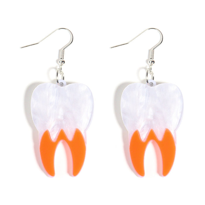 Wholesale Acrylic Halloween Colorful Stitching Teeth Earrings JDC-ES-Zhanh003