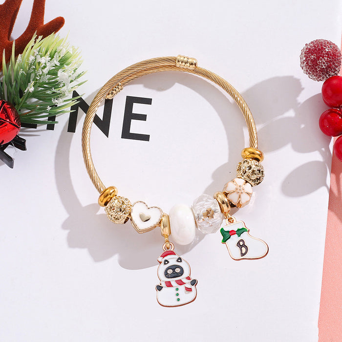 Wholesale Christmas Tree Elk Snowflake Stainless Steel Bracelet Women Jewelry Accessory MOQ≥2